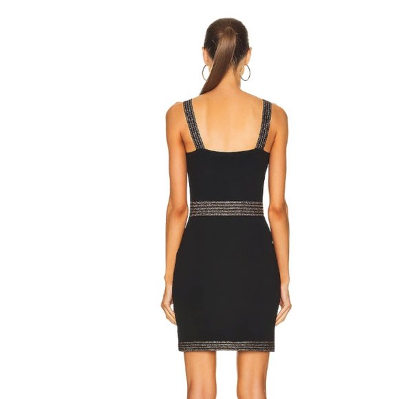 L'Agence AIDEN SLEEVELESS black and gold KNIT DRESS - Picture 3 of 3
